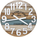 Oldtown Clocks 24 Wooden Multi-Color Maritime Coastal Beach Large Number Wall Clock (Blue, 24 inch)