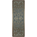 Maples Rugs Pelham Vintage Runner Rug Non Slip Hallway Entry Carpet [Made in USA], 2 x 6, Blue/Walnut