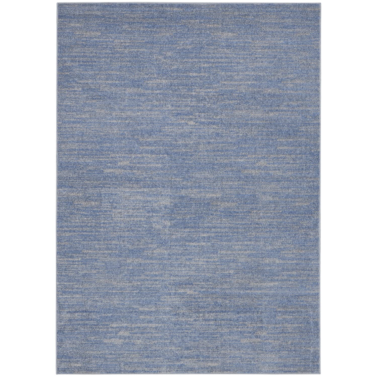 Nourison Essentials Indoor/Outdoor Blue/Grey 6' X 9' Area Rug, Easy Cleaning, Non Shedding, Bed Room, Living Room, Dining Room,