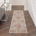 Nourison Passion Ivory/Pink 22 x 10 Area -rug, Boho, Moroccan, Bed Room, Living Room, Dining Room, Kitchen, Easy -cleaning, No