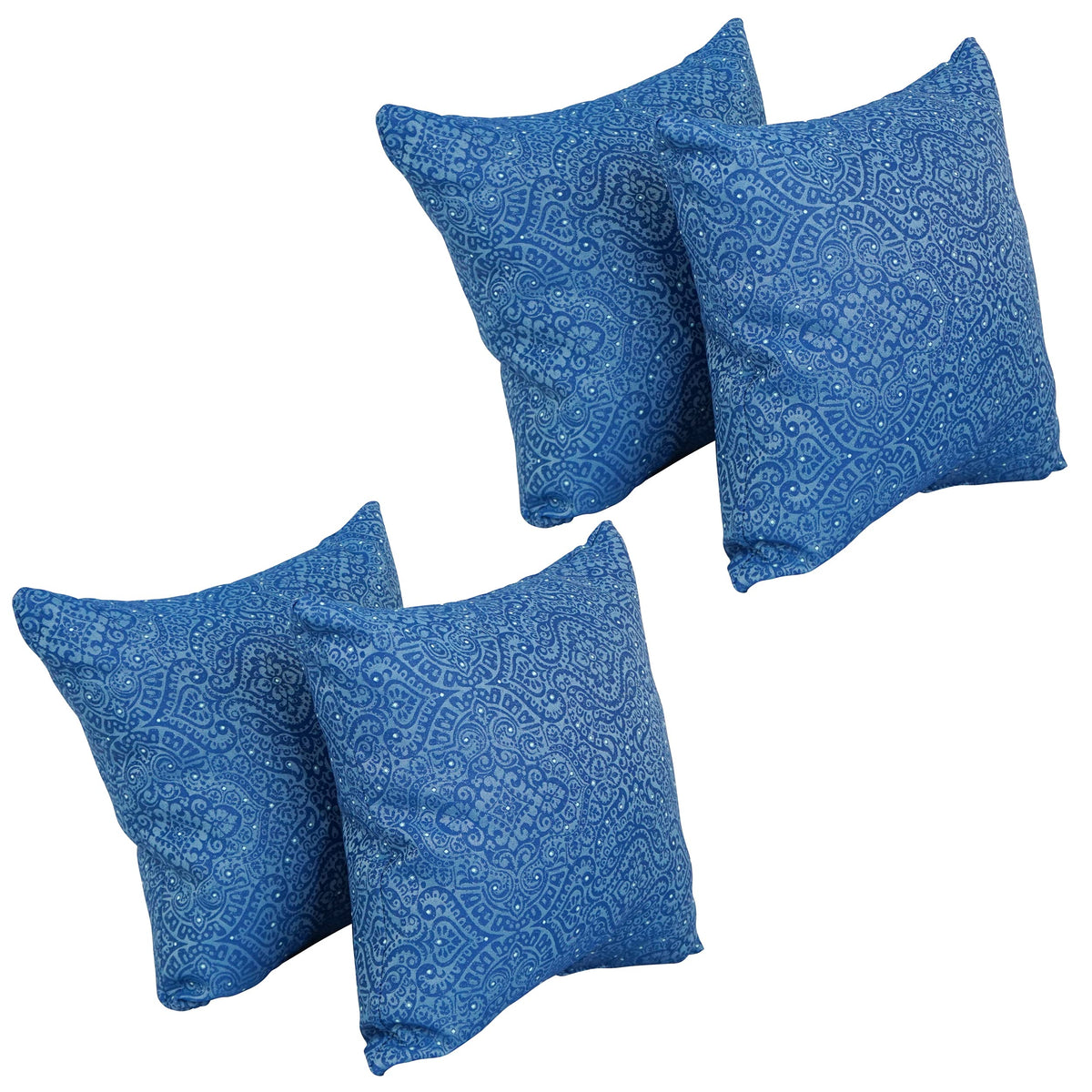 Blazing Needles Square Polyester Jacquard Throw Pillows, 17&quot;, Mabul Aegean 4 Count