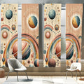 Ambesonne Planets Window Curtains Pack Of 2, Modern Scandi Themed Leafy Rainbows Starry Atmosphere And Globes Artwork, Lightweig