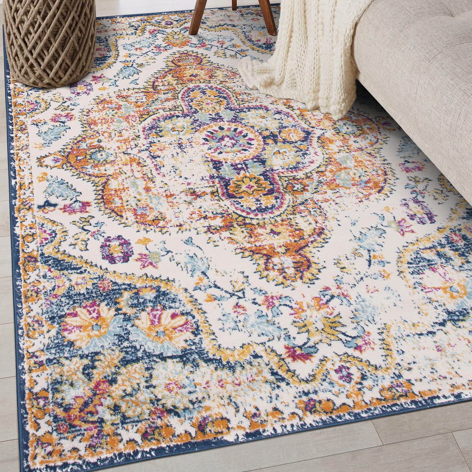 Rugshop Vintage Distressed Bohemian Area Rug 4 x 6 Multi