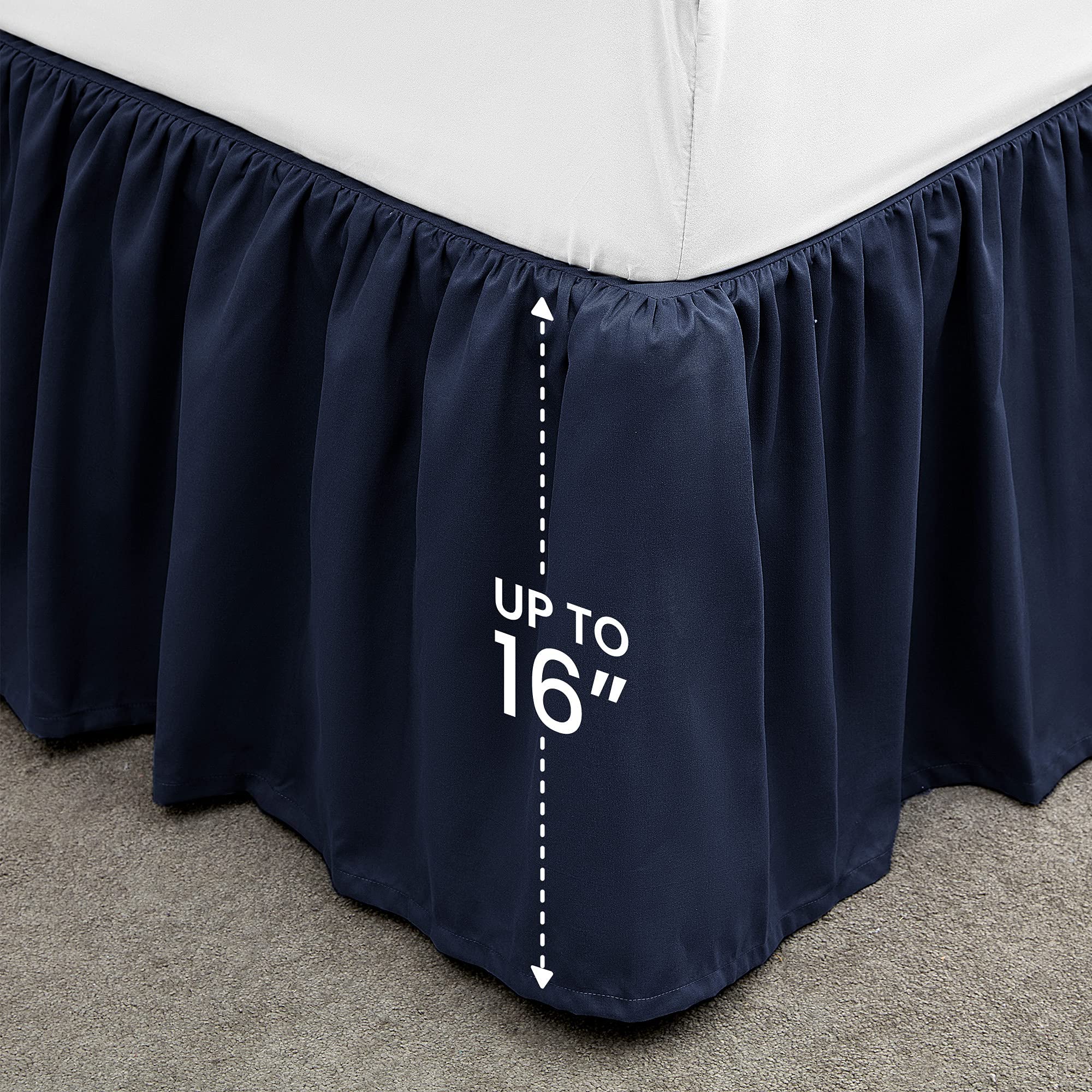 Sleep Zone Ruffled Bed Skirts Full Size, Anti-Static Bedskirt Dust Ruffles With 15 Inches Tailored Drop, Easy Fit, Fade Resistan
