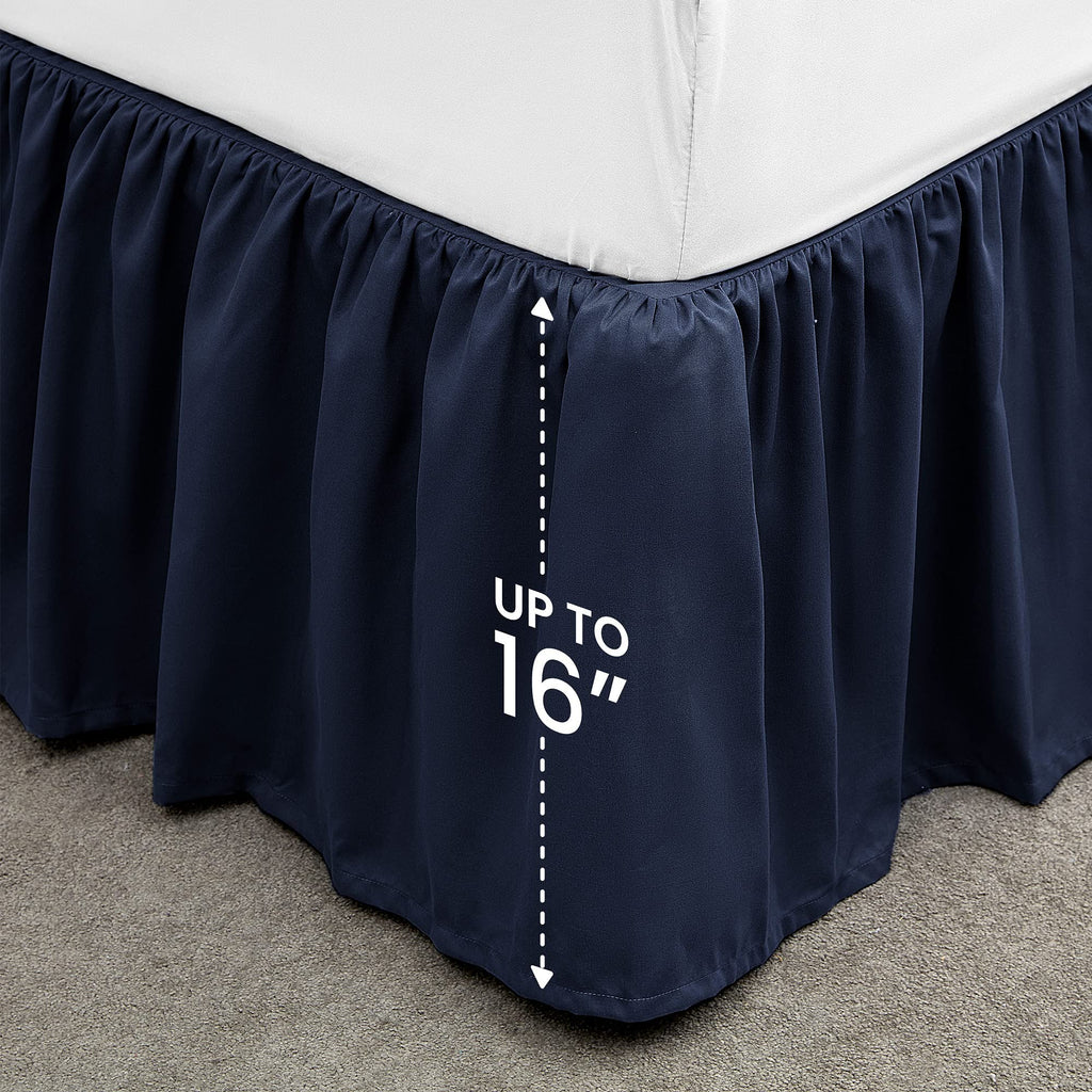 Sleep Zone Ruffled Bed Skirts Full Size, Anti-Static Bedskirt Dust Ruffles With 15 Inches Tailored Drop, Easy Fit, Fade Resistan