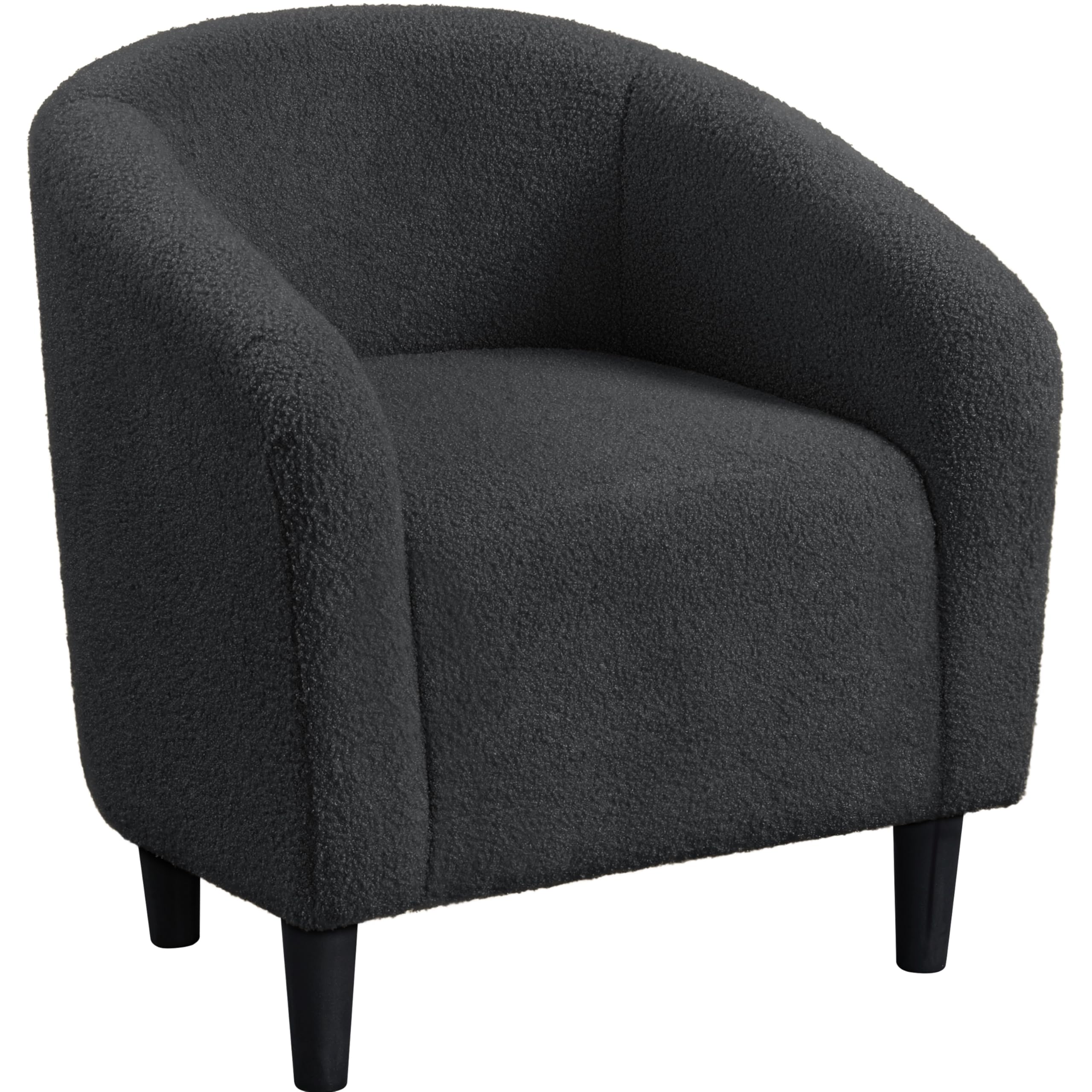 Yaheetech Accent Barrel Chair, Boucle Fabric Club Chair, Furry Sherpa Elegant Armchair With Cozy Soft Padded, Suitable For Living Room Bedroom Reception Room Office, Dark Gray