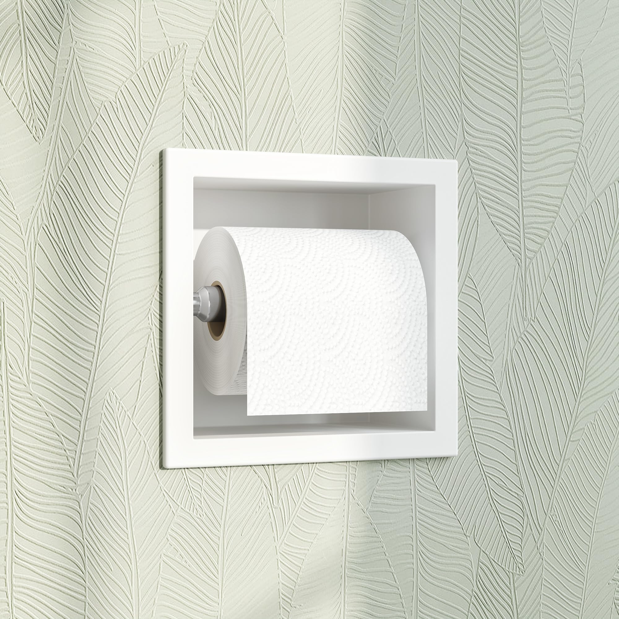 Qeke Toilet Paper Holder, SUS 304 Stainless Steel Recessed Toilet Paper Holder Built-in, in Wall Toilet Paper Wall Holder for Ba