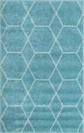 Unique Loom Trellis Frieze Collection Area Rug - Geometric (3 3 x 5 3, Light Blue/ Ivory)
