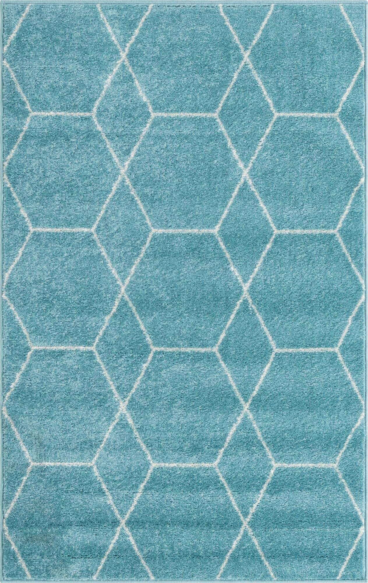 Unique Loom Trellis Frieze Collection Area Rug - Geometric (3 3 x 5 3, Light Blue/ Ivory)