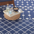 Nourison Grafix Moroccan Navy 8'6' X 12' Area Rug, Easy Cleaning, Non Shedding, Bed Room, Living Room, Dining Room, Kitchen (9X