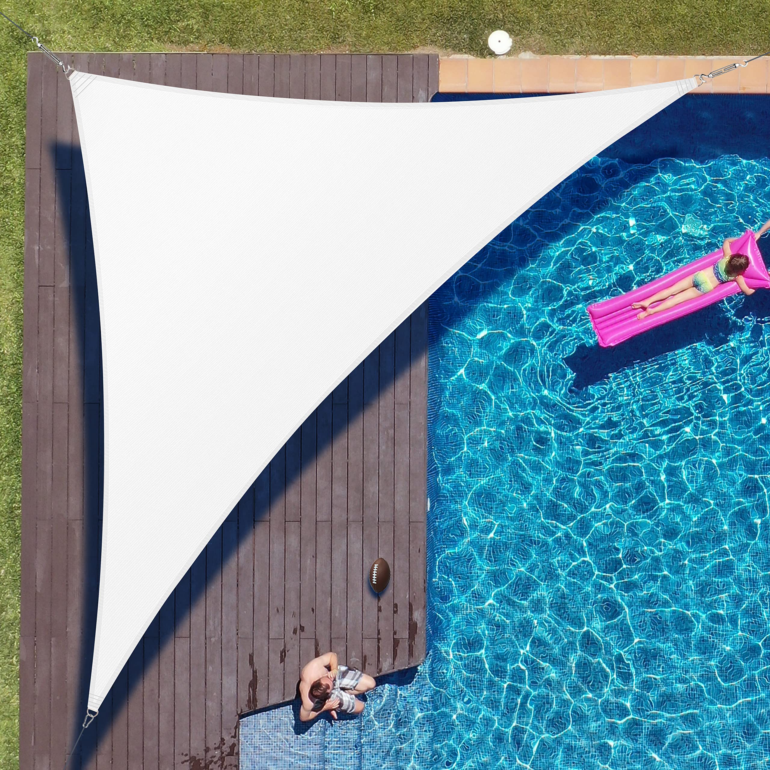 Colourtree 18' X 18' X 25.5' White Right Triangle Ctaprt20 Sun Shade Sail Canopy Mesh Fabric Uv Block Upf50 - Commercial Heavy D