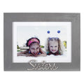 Malden International Designs 4x6 or 5x7 Sisters Distressed Expressions Picture Frame Silver Finish Sisters Word Attachment Gray 