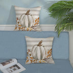 Fall Pillow Covers 16X16 Gray Stripes Pumpkin Decor Throw Pillows Case For Couch Maple Leaves Autumn Harvest Indoor Outdoor Deco