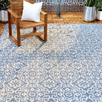 Nicole Miller New York Patio Country Danica Transitional Geometric Indoor/Outdoor Area Rug, Blue/Grey, 9'2'X12'5'