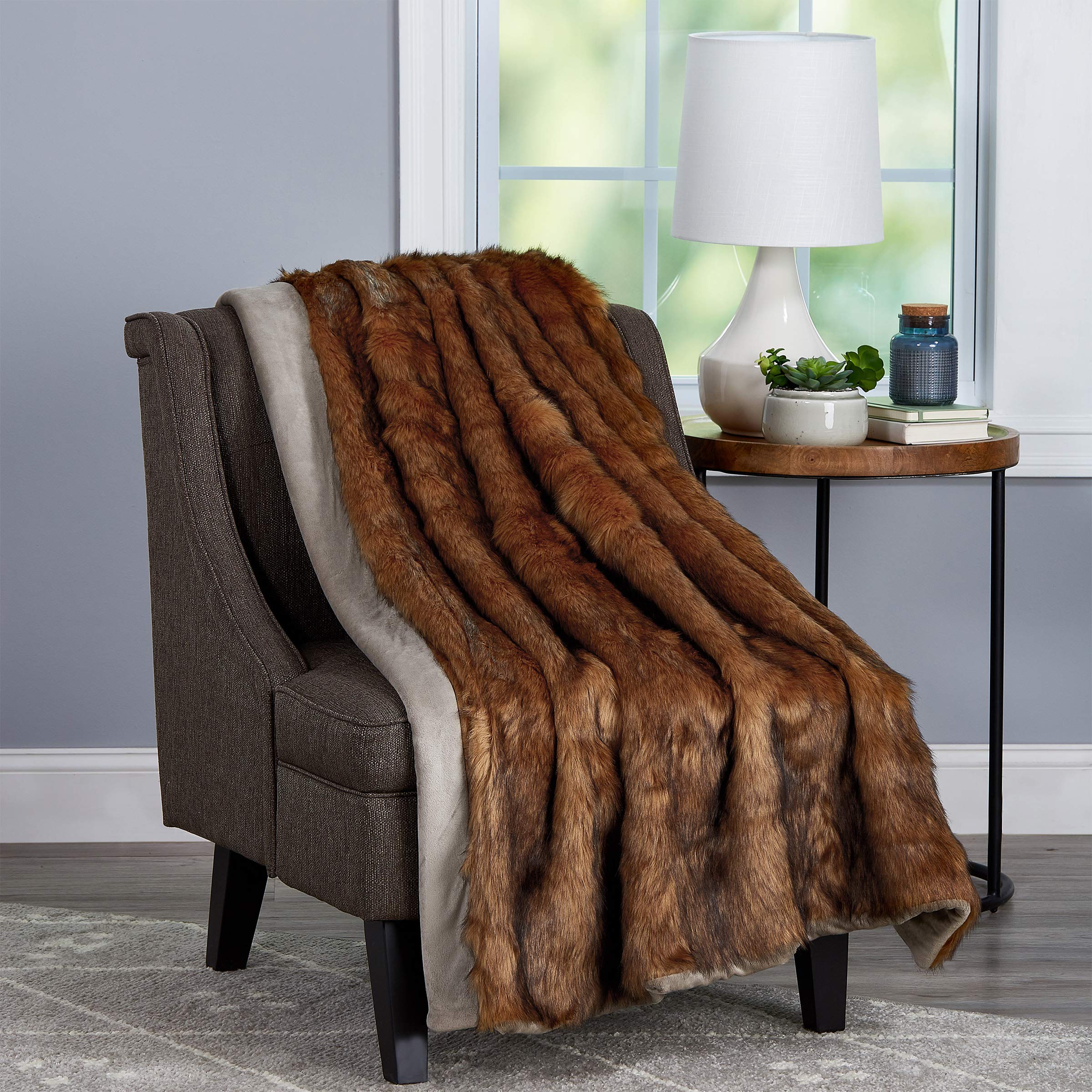 Faux Fur Throw Blanket- Luxurious, Soft, Hypoallergenic Premium Faux Chinchilla Fur Blanket With Faux Mink Back And Gift Box, 60