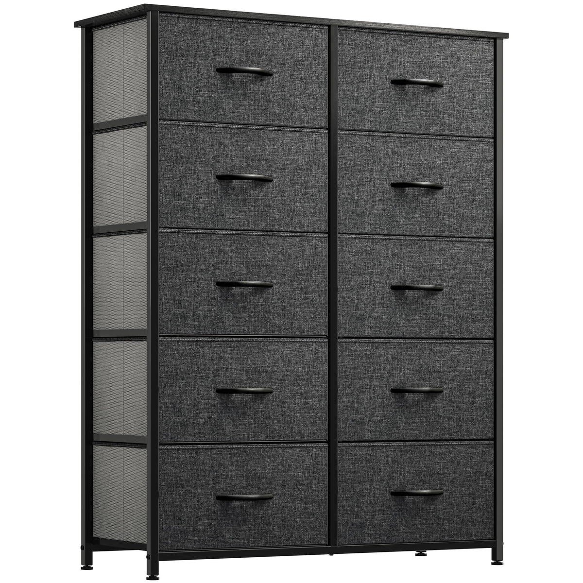 Yitahome 10 Drawer Dresser - Fabric Storage Tower, Organizer Unit For Bedroom, Living Room, Hallway, Closets - Sturdy Steel Frame, Wooden Top & Easy Pull Fabric Bins