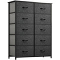 Dwvo 10 Drawer Dresser - Fabric Storage Tower, Organizer Unit For Bedroom, Living Room, Hallway, Closets - Sturdy Steel Frame, Wooden Top & Easy Pull Fabric Bins