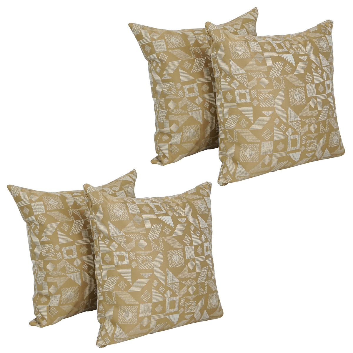 Blazing Needles Square Polyester Jacquard Throw Pillows, 17&quot;, Nina Camel 4 Count