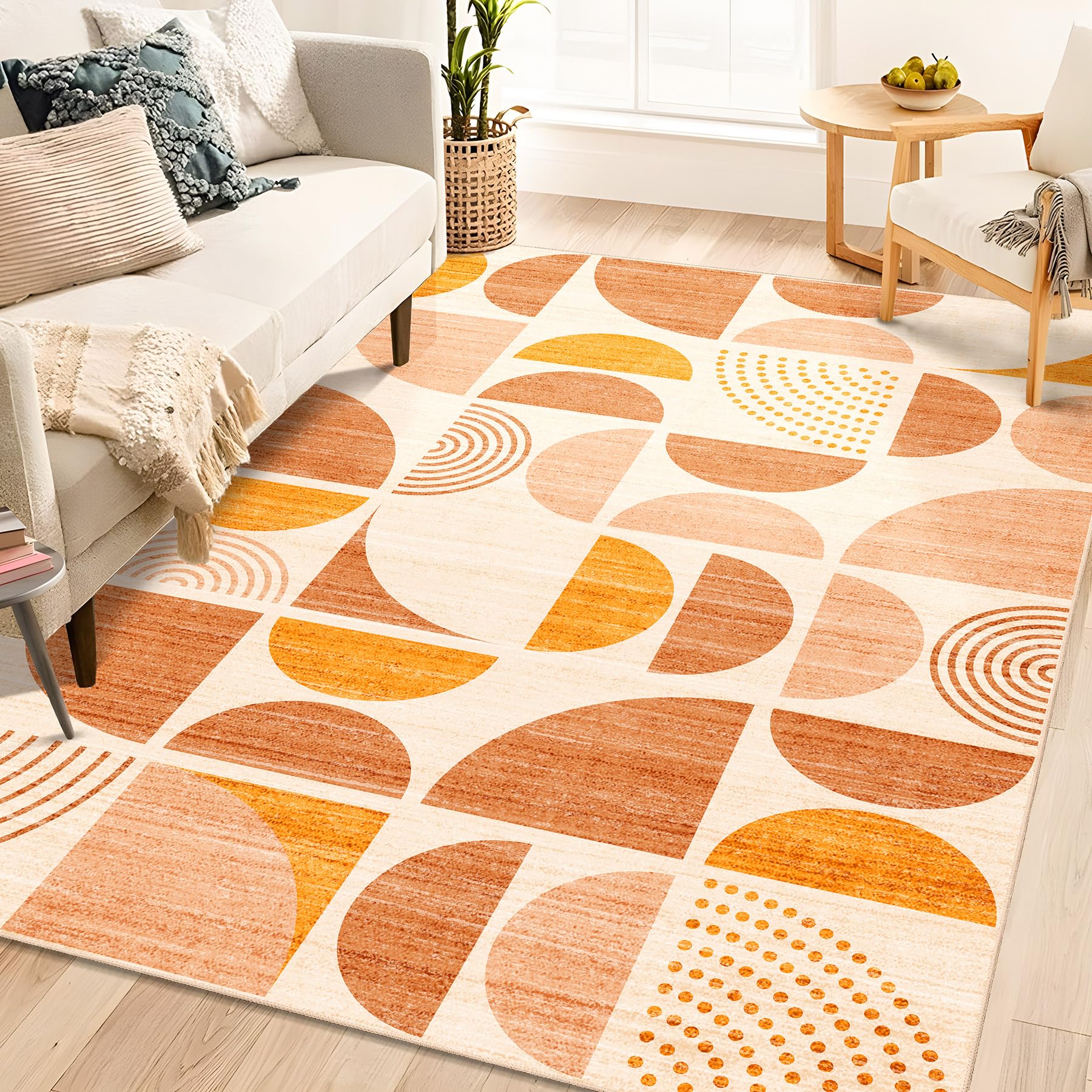 MUJOO 5x7 Area Rugs Boho,Washable Rugs for Living Room Bedroom Dining Room,Large Throw Floor Carpet Non Slip Soft Modern Abstrac