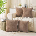 Cozoomy Set Of 4 Light Brown Decorative Pillow Covers 18X18 Inch Corduroy Throw Pillow Covers For Bed Couch Sofa Living Room Sof