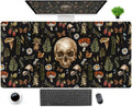 Cool Skull Desk Mat Floral Mouse Pad Black Mushroom Plants Goth Desk Pad Xxl Large Gaming Mousepad Laptop Computer Keyboard Mous