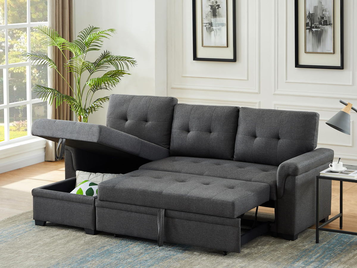 Lilola Home Lucca Sectional Sleeper Sofa - Versatile Sleeper Couch & Sofa Bed With Storage - Comfortable Couch With Storage, Sma