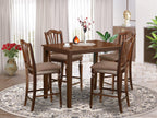 East West Furniture YACH5-MAH-C 5 Piece Counter Height Dining Set Includes a Rectangle Dinette Table and 4 Linen Fabric Kitchen Dining Chairs, 30x48 Inch, Mahogany