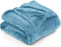 Utopia Bedding Fleece Blanket Queen Size Washed Blue 300Gsm Luxury Fuzzy Soft Anti-Static Microfiber Bed Blanket (90X90 Inches)