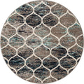 Unique Loom Trellis Frieze Collection Area Rug - Rounded (5 Round, Blue Multi/ Ivory)