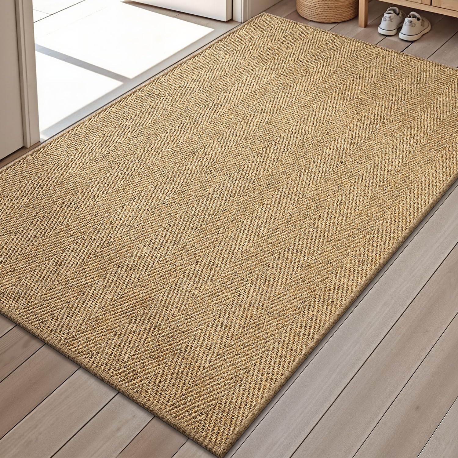 LUMI Handwoven Sisal Door Mat, Non-Slip Durable Entryway Mat, Welcome Front Doormat, Solid Floor Mats for Entrance, 32x48, Herri