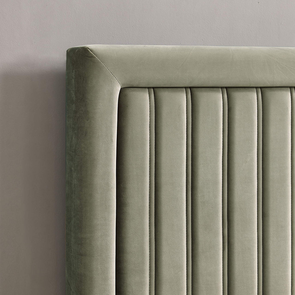 Crosley Furniture Grayson Channel Tufted Upholstered Bed Headboard, Granite Microfiber, Full/Queen