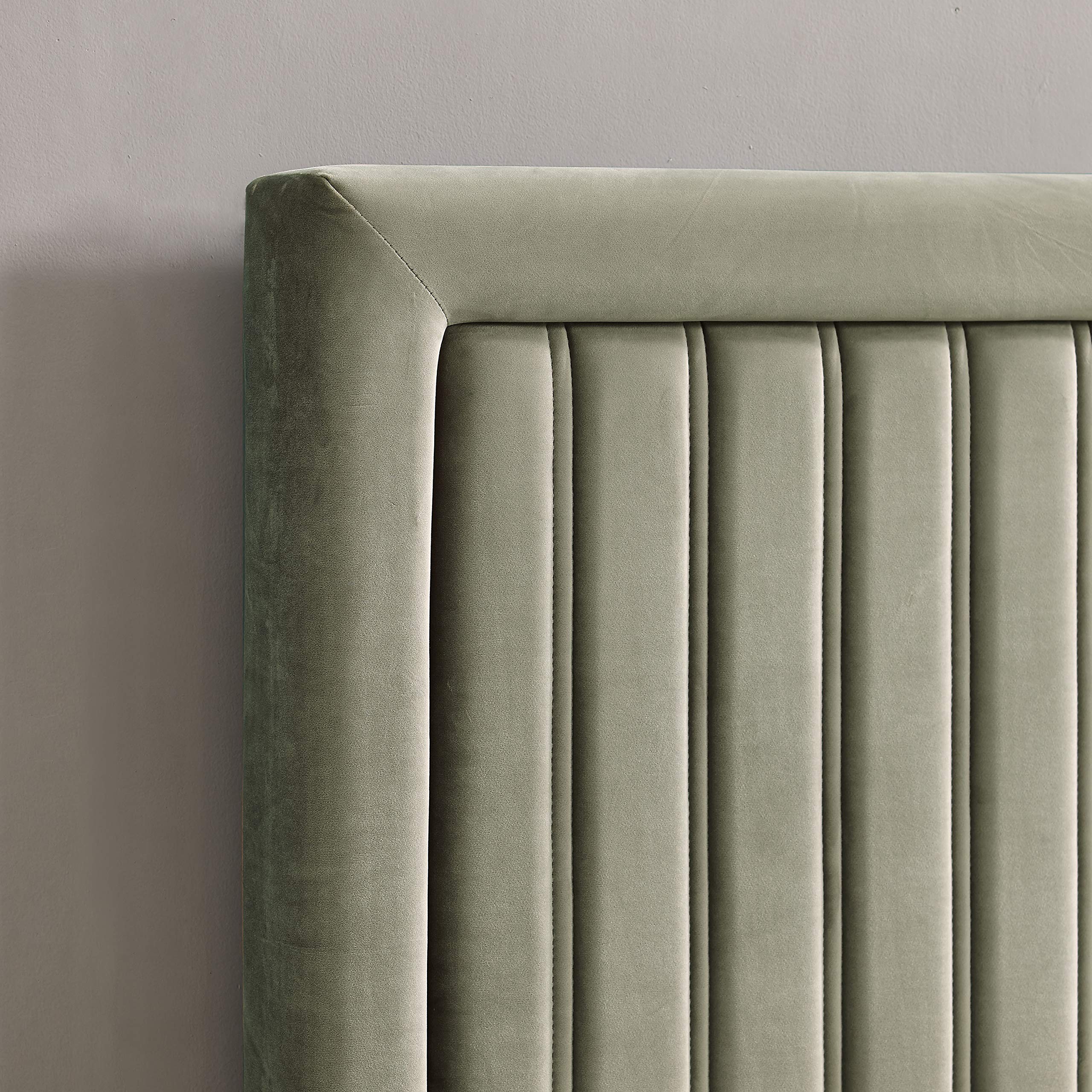 Crosley Furniture Grayson Channel Tufted Upholstered Bed Headboard, Granite Microfiber, Full/Queen