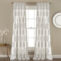 Lush Decor Lush Dcor Teardrop Leaf Room Darkening Window Curtain Panel Pair, 84 x 52, Gray