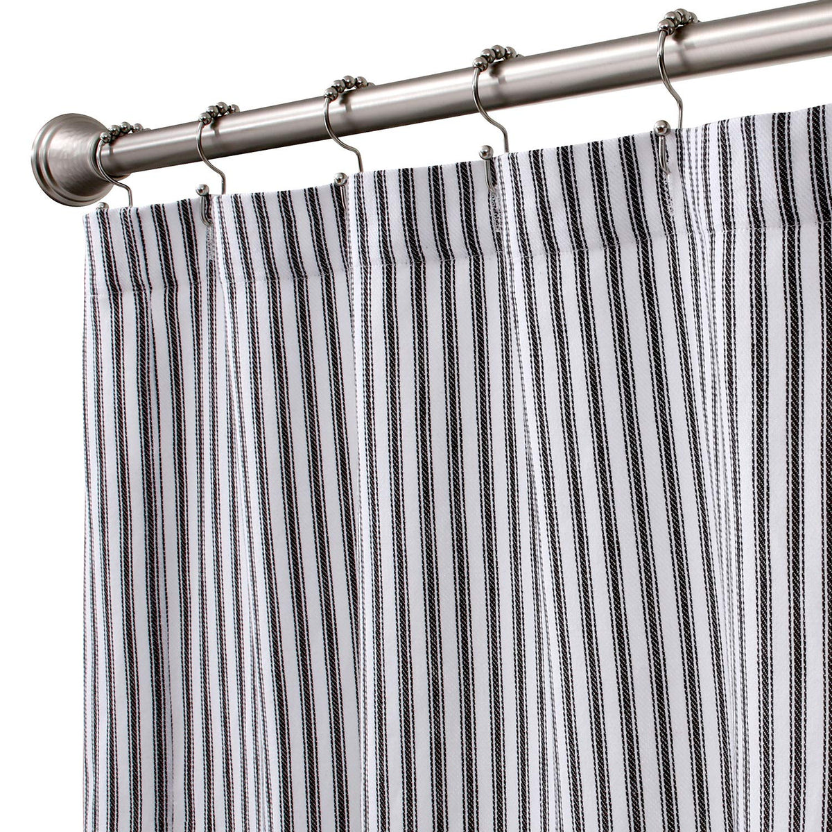 Cackleberry Home Black And White Ticking Stripe Woven Cotton Shower Curtain Extra Long 72 Inches W X 84 Inches L