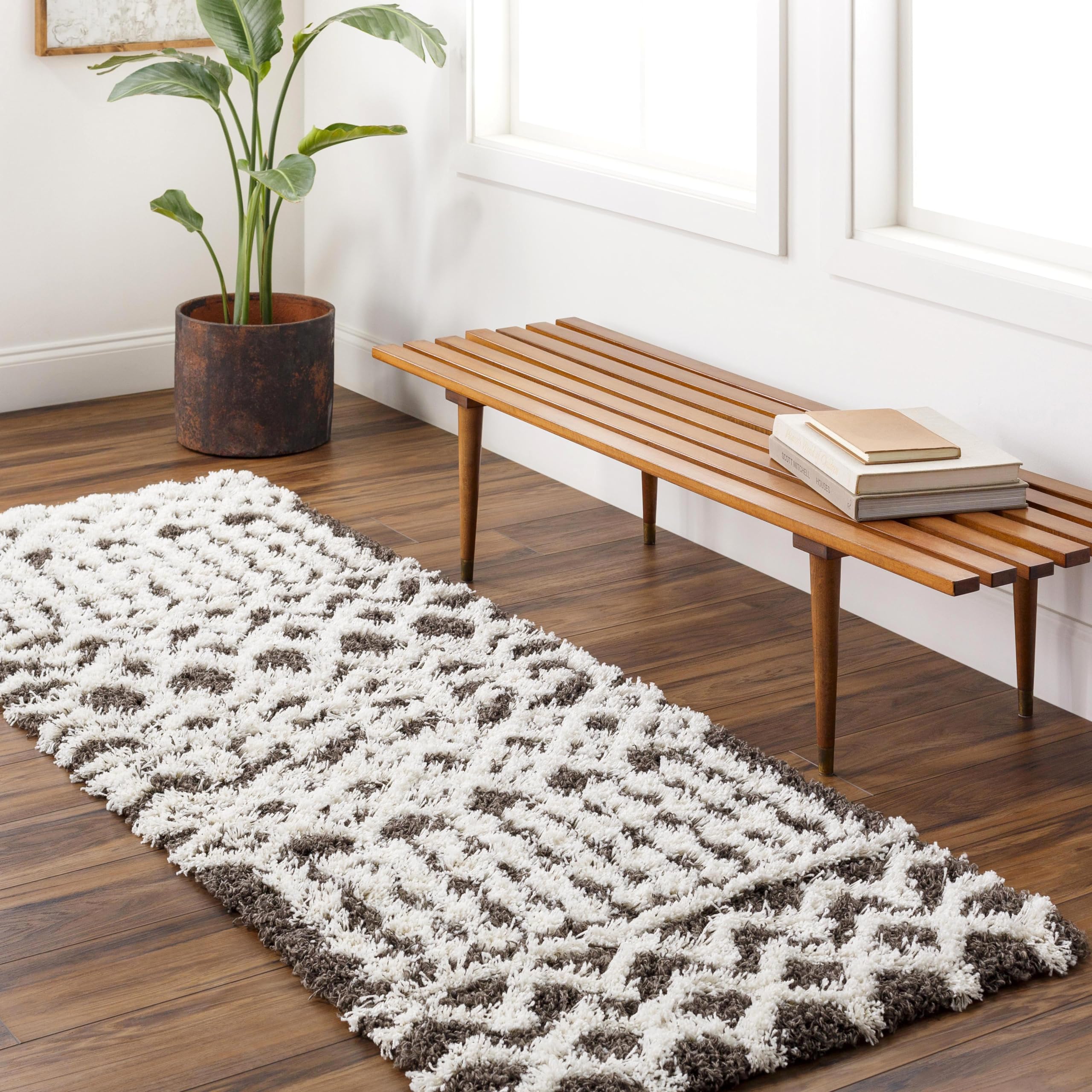 Livabliss Hapsburg Moroccan Shag Runner Area Rug, 27 x 73 , Dark Brown