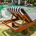 Arkwright California Chaise Lounge Cover - Pack Of 2 - Striped Soft Cotton Cabana Towel With Pocket Holder For Beach Pool Outdoor Chair, 30 X 85 In., Black