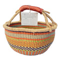 Africa Heartwood Project - Deluxe Colorful African Basket with Leather Handles - Handmade from dried Elephant Grass, Hand-Woven 