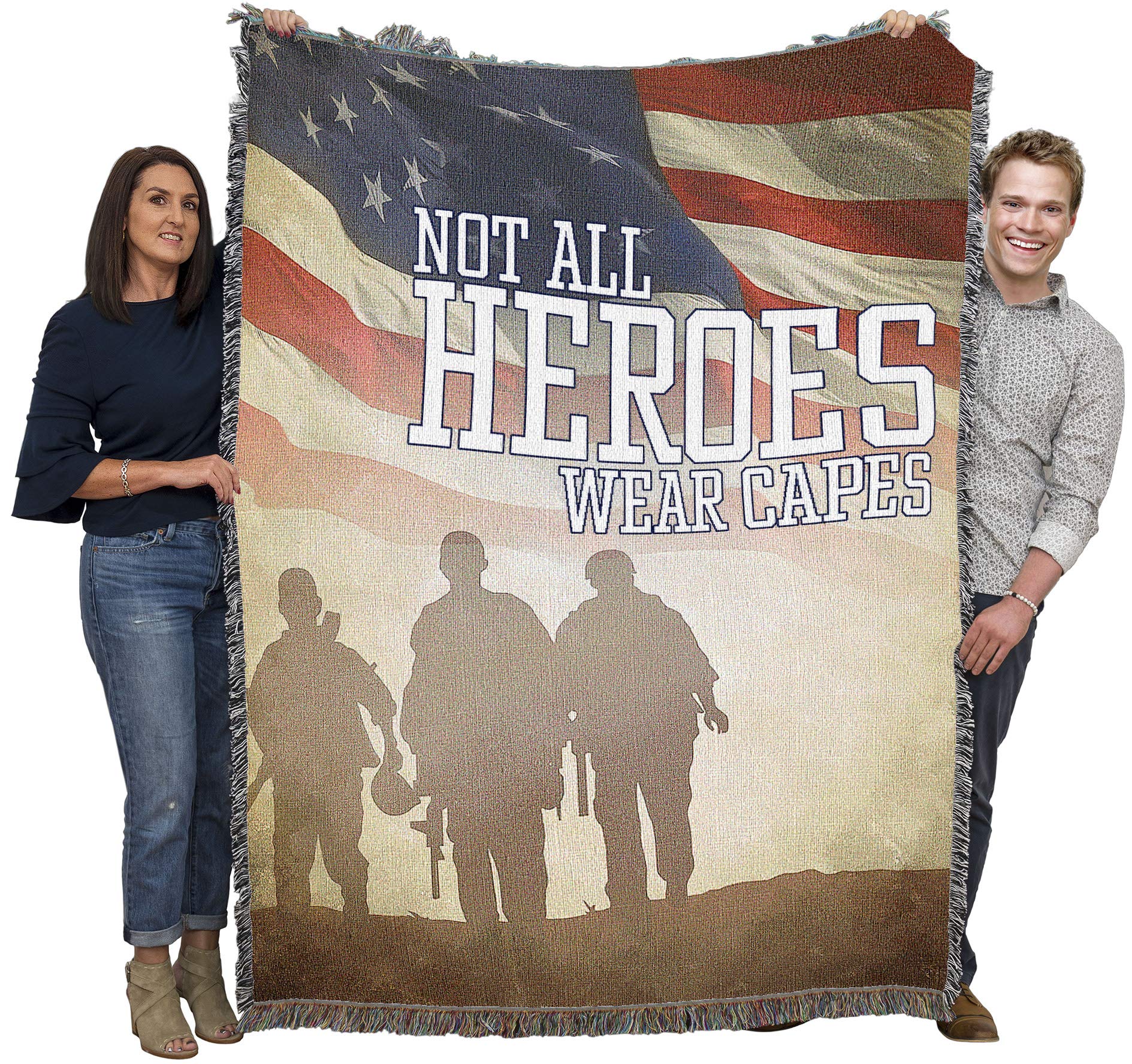 Pure Country Weavers Not All Heroes Wear Capes Blanket - Gift Military Tapestry Throw Woven From Cotton - Made In The Usa (72X54