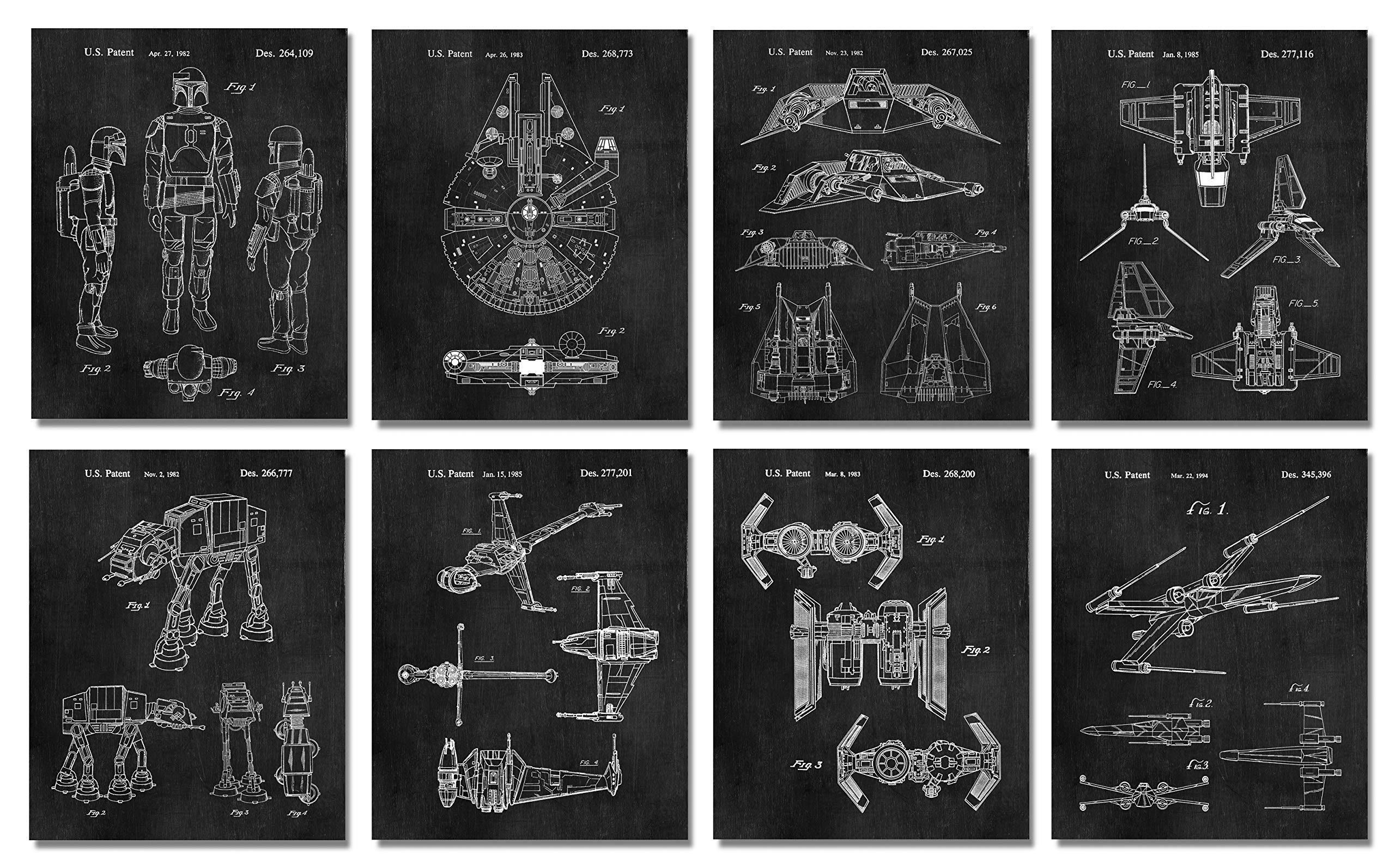 Star Wars Gifts for Men - 8 Wall Art Prints (8x10) for Boys Women Bathroom Bedroom Room Home Decor Merchandise Office Decoration