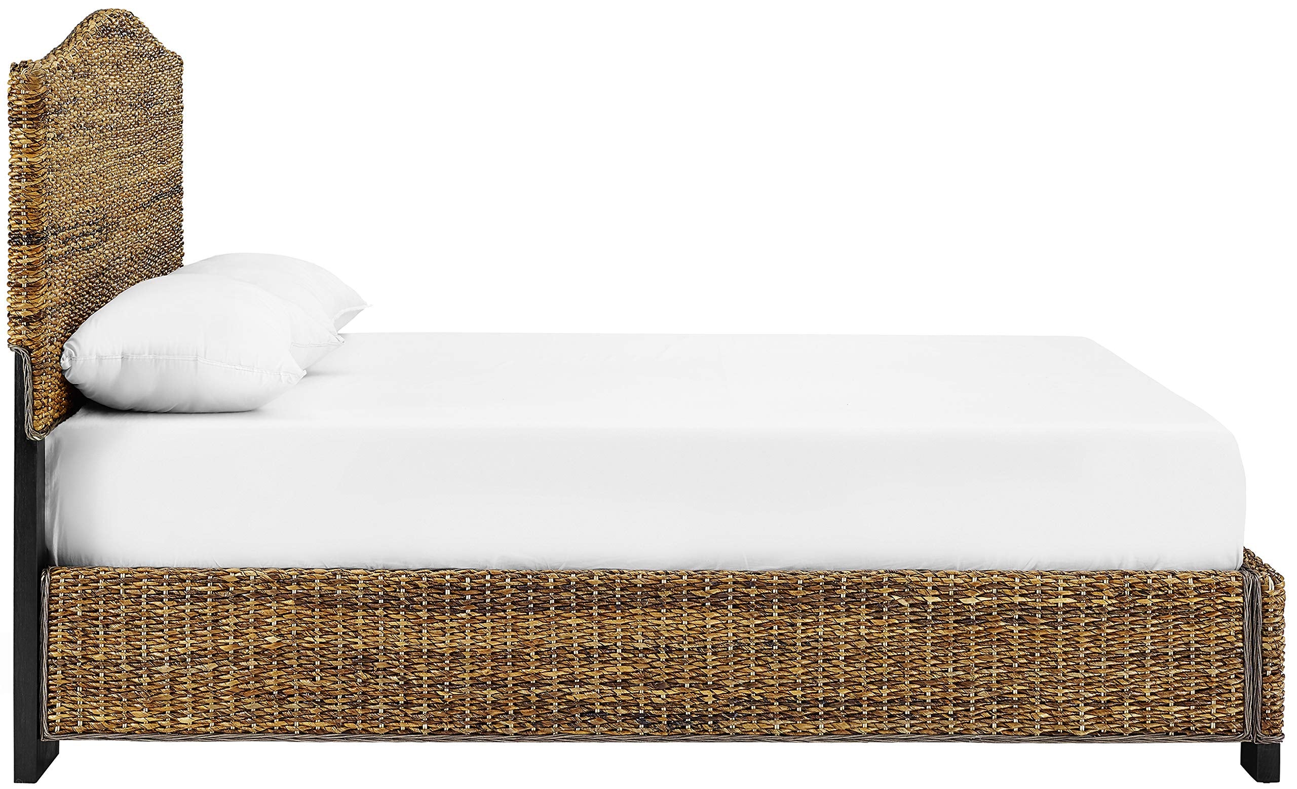 Crosley Furniture Serena Bed, Handwoven Natural Fiber Rattan Headboard and Footboard Set, Banana Leaf, Queen