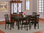East West Furniture LYCA7-CAP-W Lynfield 7 Piece Set Consist of a Rectangle Dining Table with Butterfly Leaf and 6 Kitchen Chairs, 36x66 Inch, Cappuccino