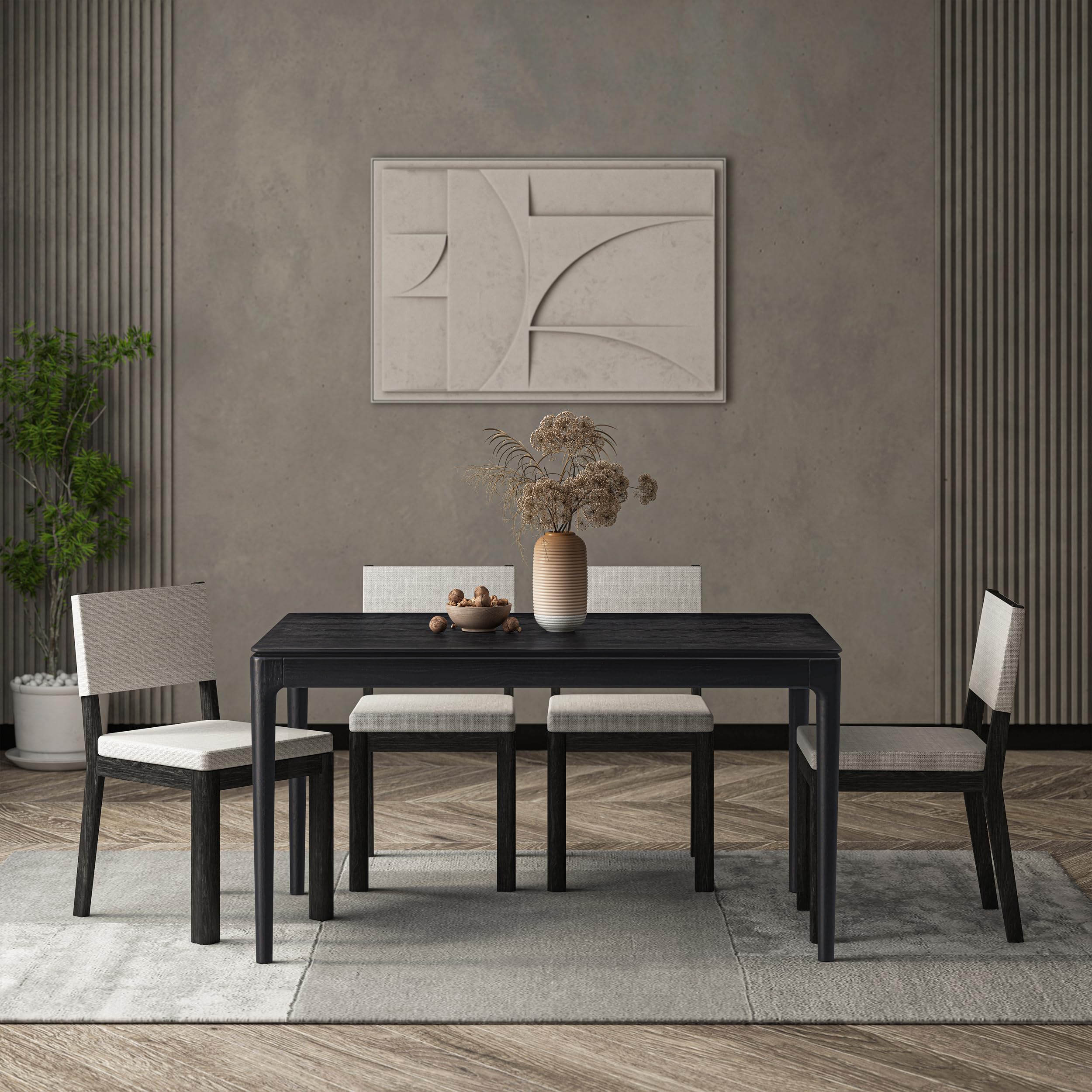 Ntc Mingle 55 Inch Modern Design, Rectangular Dinner Table For Dining Room, Living Room Furniture, Effortless Assembly, Burnt Bl