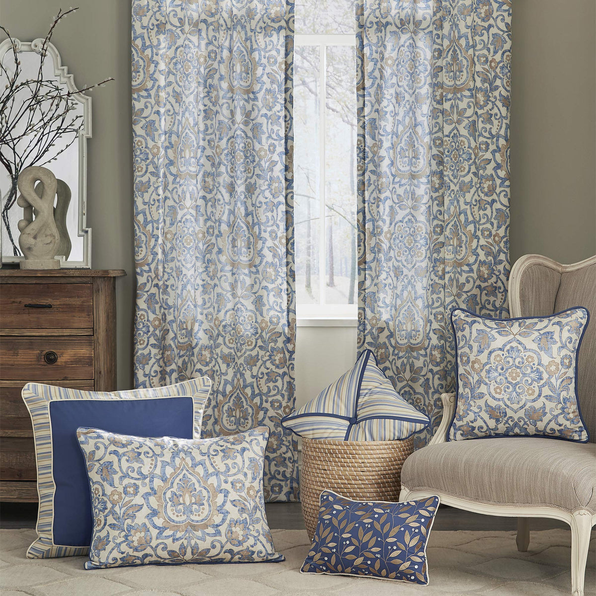 Croscill Janine European Sham, Blue