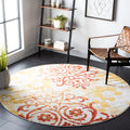 SAFAVIEH Adirondack Collection 67 Round Grey / Gold ADR114D Floral Glam Damask Distressed Non-Shedding Dining Room Entryway Foy