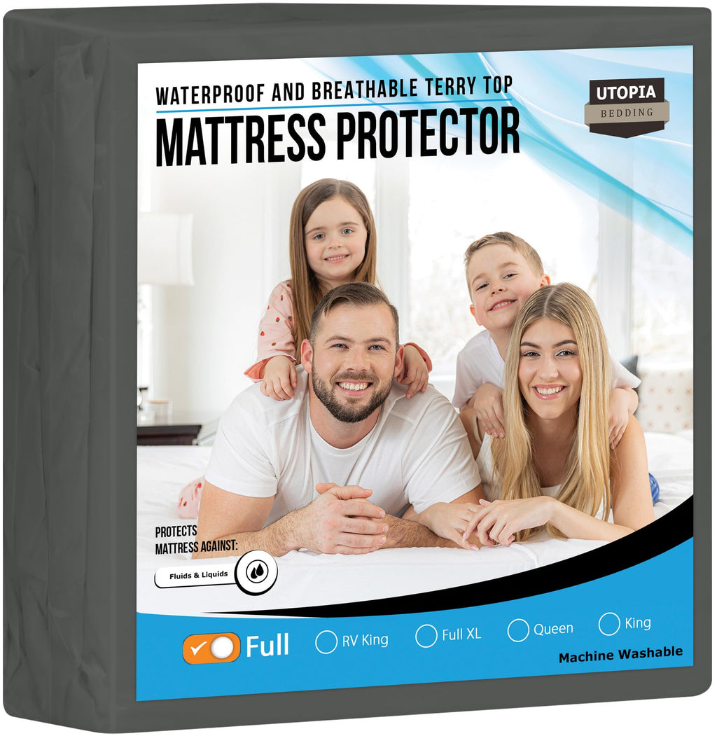 Utopia Bedding Waterproof Mattress Protector Full Size, Premium Terry Mattress Cover 200 Gsm, Breathable, Fitted Style With Stre