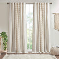 INK+IVY Boho Curtains for Bedroom & Living Room, 100% Cotton Tufted Chenille Stripe Modern Farmhouse Curtains, Light Filtering D