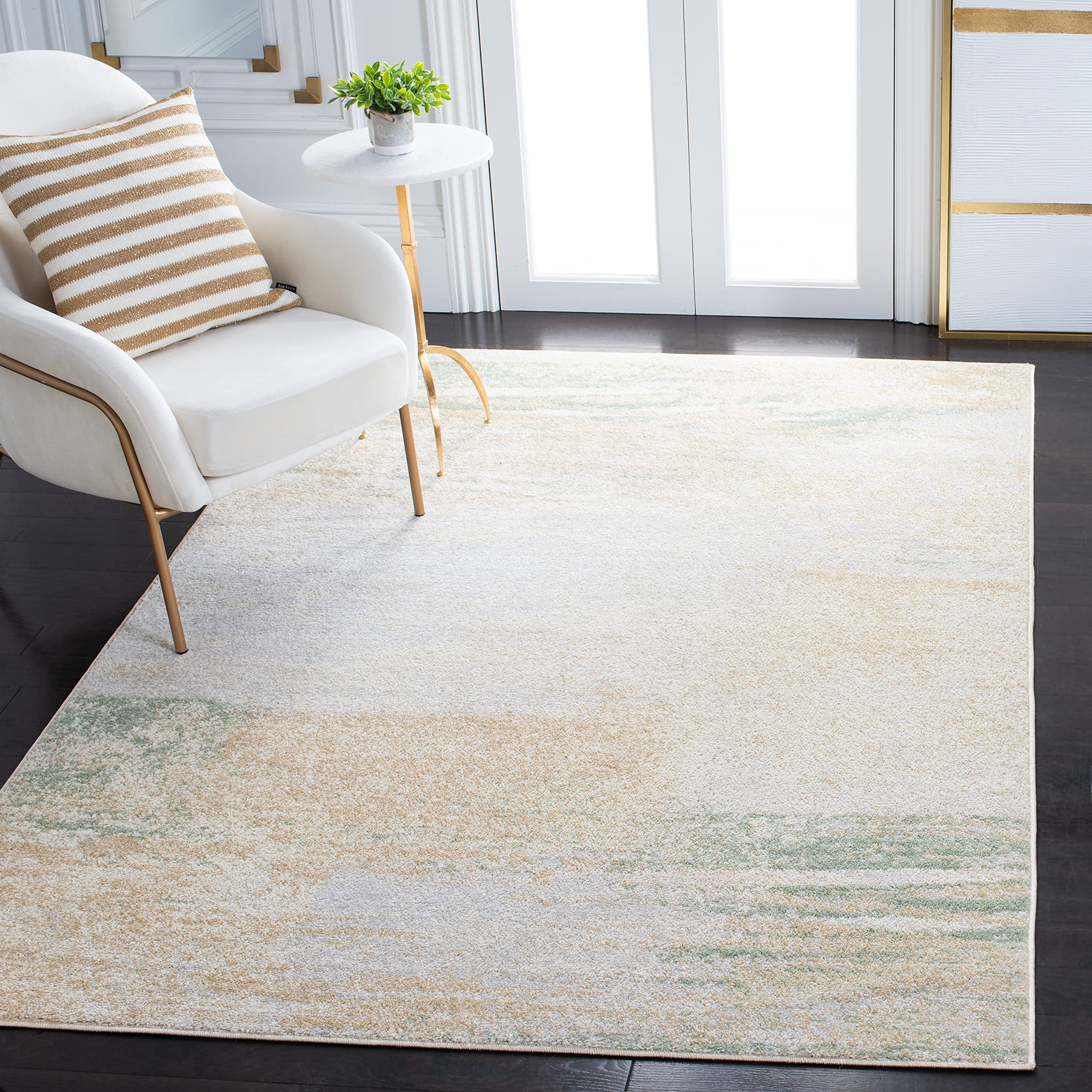 SAFAVIEH Adirondack Collection Accent Rug - 4 x 6, Ivory & Gold, Modern Abstract Design, Non-Shedding & Easy Care, Ideal for H