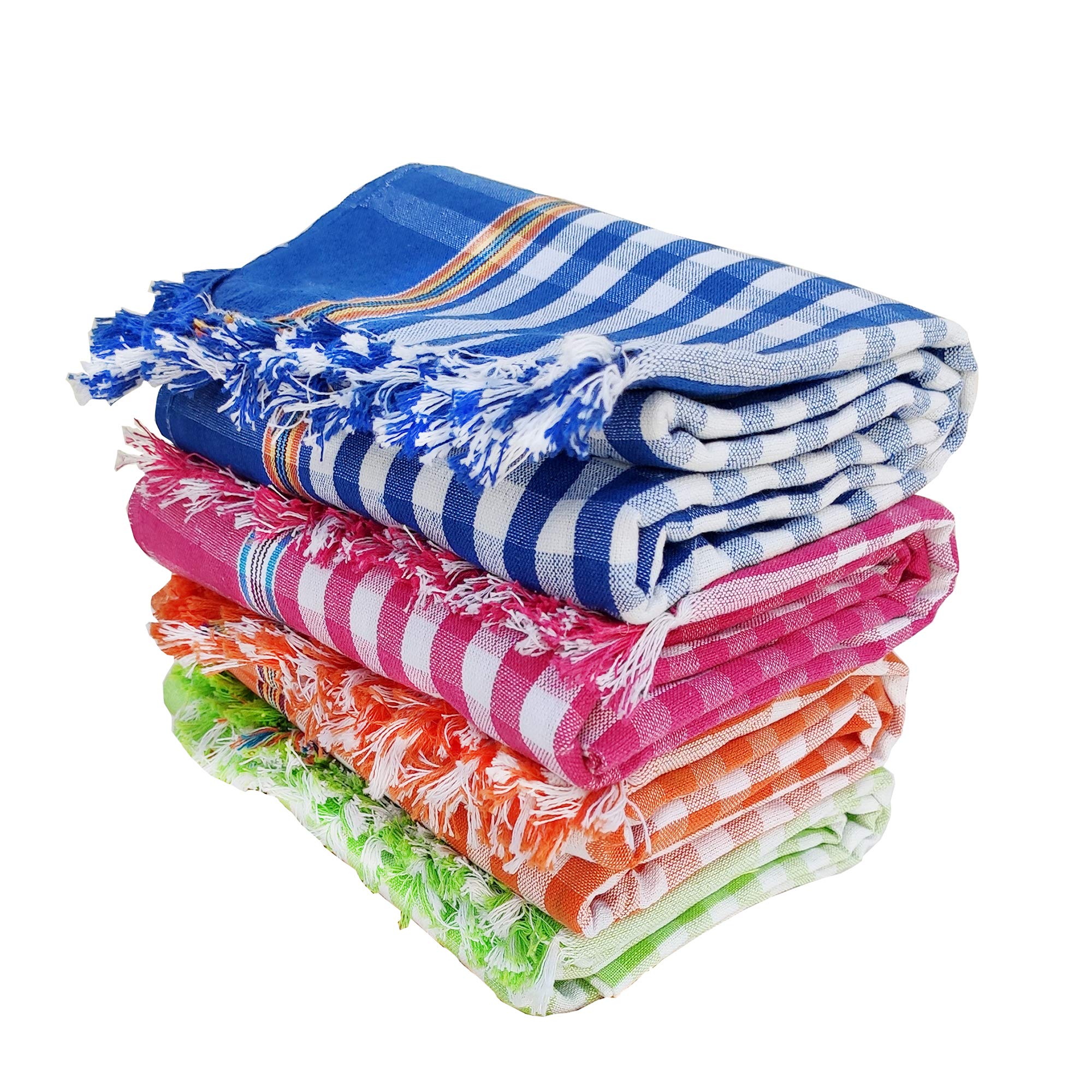 Mesh Masters Handloom Cotton Towels 32 X 68 Inches_Pack Of 4_Multi Color