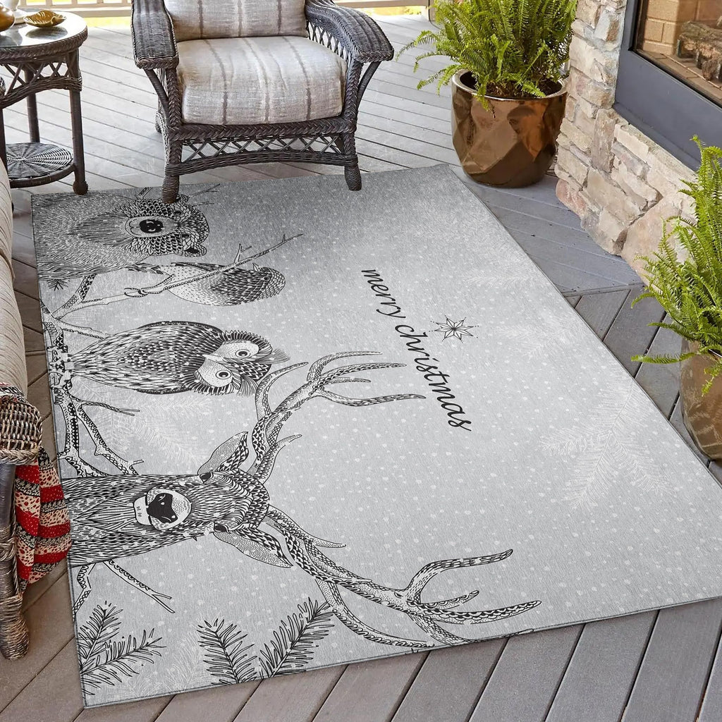 Addison Rugs Cozy Winter Acw40 Gray 30' X 46' Indoor Outdoor Area Rug, Easy Clean, Machine Washable, Non Shedding, Bedroom, Li