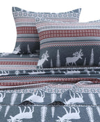 Tribeca Living 100% Cotton Flannel Sheet Set - Deep Pocket, 170-Gsm, Ultra Soft & Cozy Bedding For Winter, King, Winter Reindeer